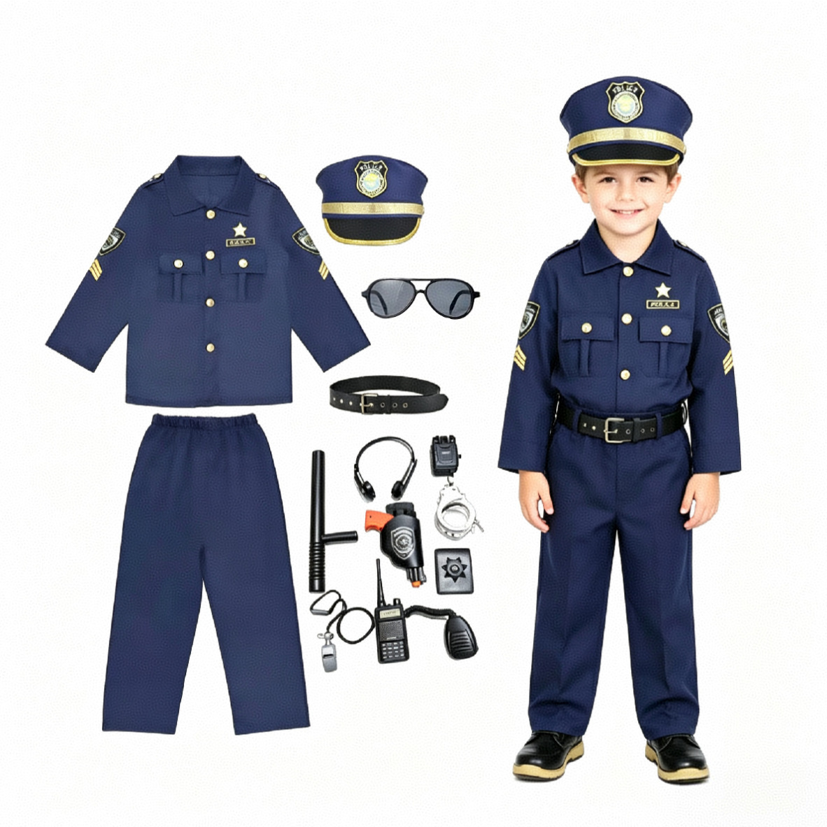 Cosplay Prop Kit - Fantasia Completa de Oficial Infantil para