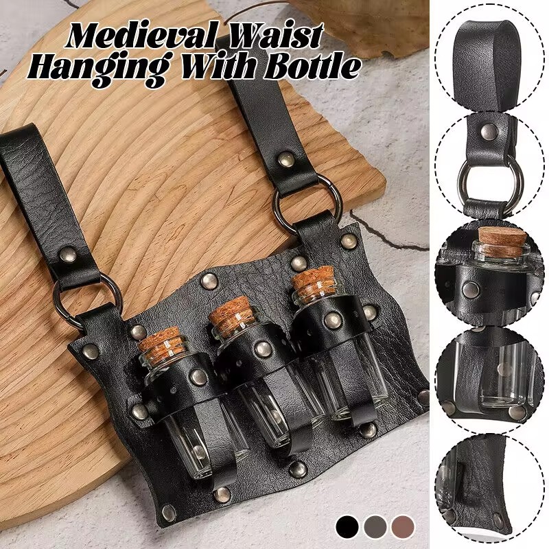 Cosplay Prop Kit - Frasco de alquimia medieval, suporte pu,
