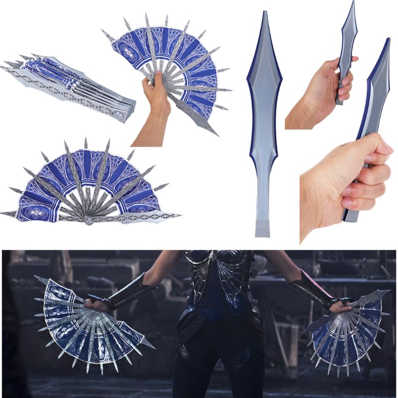 Cosplay Prop Blueprints - Leque de Mão Azul MK para