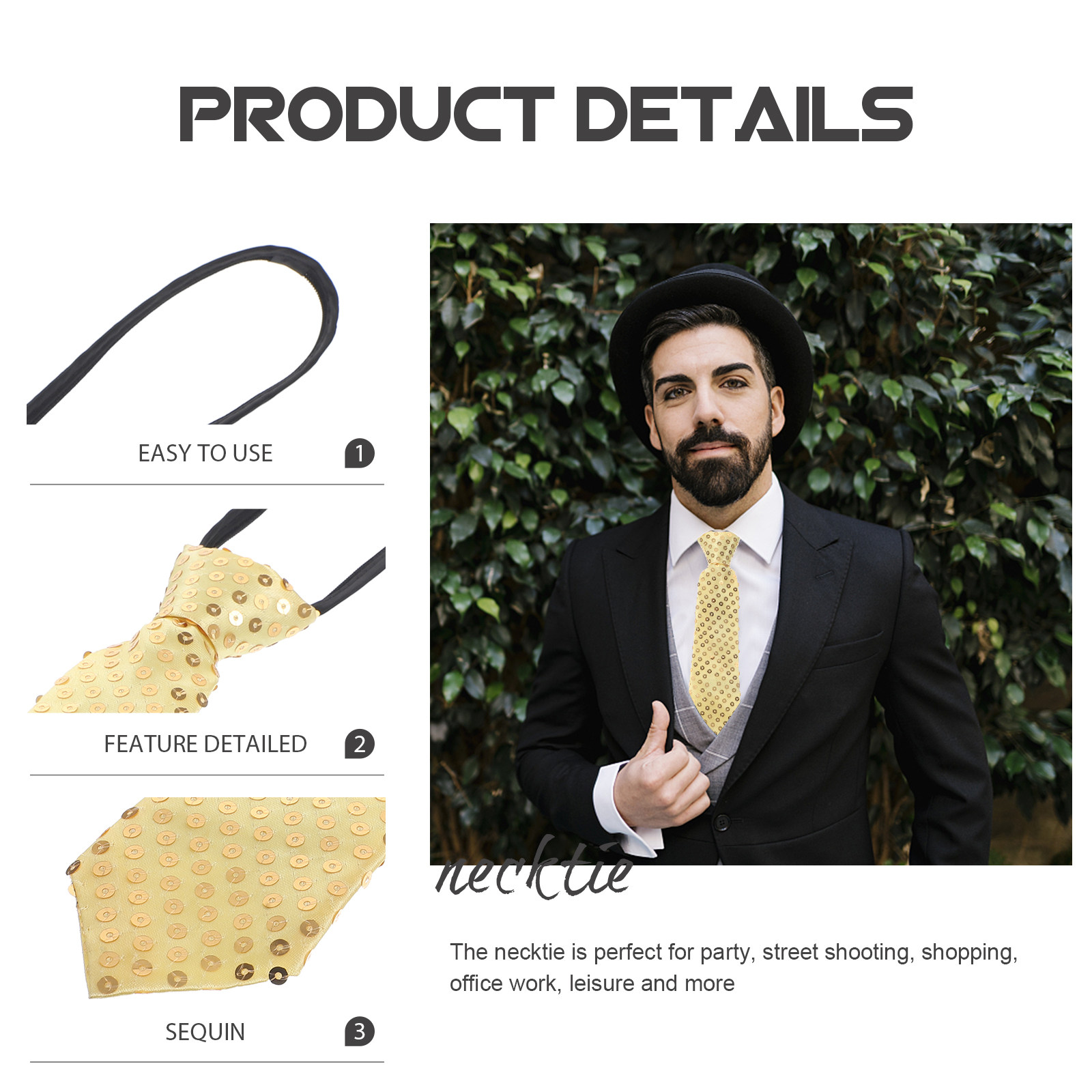 Gravata de lantejoulas brilhan - Cosplay Prop Business avaliação e preço